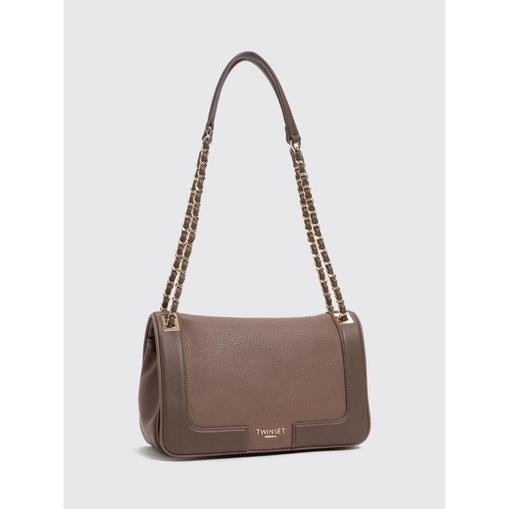 Twinset Women Twinset Grained Faux Leather Shoulder Bag With Braided Handle